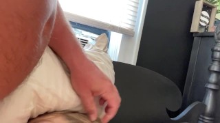 Natural MILF has an Orgasm as soon as she tastes cum, frenulum worship / licking